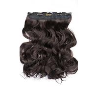 180g BOMBSHELL HAIR EXTEMSIONS 24" 5 Clips Curly One Piece Half Head Clip On Hair Extensions Wig(M04 DARK BROWN)