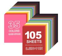 180gsm 105 Sheets Coloured Card, 35 Assorted Coloured Paper, Coloured Card A4 Pack Assorted, Coloured Paper Craft Cards, Cardstock for Crafts, Scrapbook, Printing, Party Decorations
