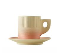 180ml/6oz Chinese household gradient ceramic coffee cups and saucers retro coarse pottery mugs-yellow powder with porcelain handle