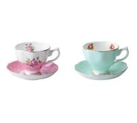 180ML Fine Bone Coffee Cup and Saucer Spoon Funny Fashion Design Mug (A and F)