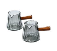 180Ml Glass Creamer Pitcher Set, 2Piece Borosilicate Cups with Pour Spout, Marked Scale, Espresso Tasks, Kitchen Service Glass Coffee Pitcher Borosilicate Measuring Cup Milk Portion Server Pour Spout