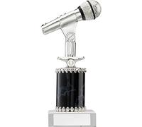180mm Silver Microphone Trophy,Award,Karaoke,Music,Singing,FREE engraving upto 60 characters