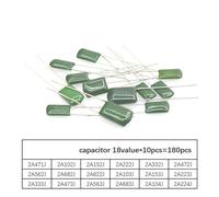 180pcs=18value*10pcs Polyester film capacitor Assorted Kit contains 2A104J 2A332J 2A472J 2A103J 2A333J 2A473J 2A563J 2A223J BIANMTSW