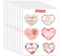 180pcs/30 Sheets Mother’s Day Stickers, 1.57x1.77 Inch Heart Happy Mother’s Day Labels Floral Mother’s Day Envelope Seals for Gift Wrap Bakery Box Card Scrapbook Party Favor Decor