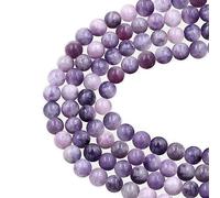 180pcs 6mm Round Lepidolite Loose Stone Beads for Jewelry Making DIY Crafts Design with 10m Stretch Cord