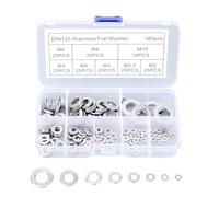 180pcs Flat Fender Washers Set,304 Stainless Steel Flat Fender Washers Assortment Set Metric M2 to M10 Hardware Fasteners Kit for Screws Bolts Industrial Electrical Furniture Structural Testing