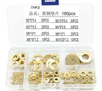 180Pcs Flat Washers Brass Flat Metal Combination Set 8Sizes M2M2.5M3M4M5M6M8M10 Set Assorted Washers with Box