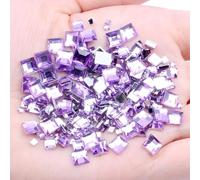 180pcs Flatback Square Rhinestones Gems 2/4/6MM Light Purple Acrylic Crystal Rhinestones Gems for Nail Art/Face Decor/Craft