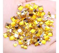 180pcs Flatback Square Rhinestones Gems 2/4/6MM Yellow Acrylic Crystal Rhinestones Gems for Nail Art/Face Decor/Craft
