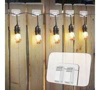 180Pcs Hooks for Outdoor String Lights Clips: Heavy Duty Cable Clips with Waterproof Adhesive Strips for Hanging Christmas Light - Outside UV-Resistant Clear Sticky Cord Holders Rope Organizer