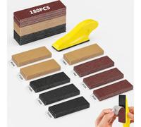 180Pcs Mini Fine Sandpaper Kit, 80-1000 Grit | Sand Sheets With Sanding Block, For DIY Woodworking, Sand Wood And Remove Burrs