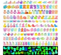 180pcs Mini Resin Animals Glow in The Dark, Luminous Plastic Animals Variety Pack, Tiny Resin Figures to Hide, Miniature Figurines for Micro Landscape Fairy Aquarium Dollhouse Décor Desk Pets