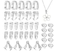 180PCS Necklace Pendant Clasp, 6 Styles Pinch Bails Ice Pick Pinch Bails