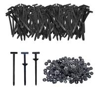 180Pcs Nylon Universal Cable Tie Buckle, Heavy Duty Self-Locking UV-Resistant Wire Zip Nylon Ties Holder with Push Mount, Bumper Retainer Clips&Plastic Rivet Quick Fasteners for Car Repairs Workshop