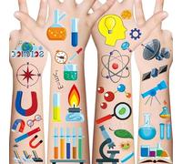 180PCS Science Temporary Tattoos Science Themed Party Supplies Gifts for Math Chemistry Experiment Tattoo Stickers Laboratory Birthday Decor Prizes