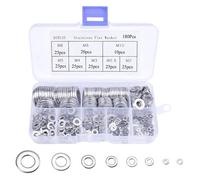 180Pcs Stainless Steel Washers,Washer Assortment with Box,Washer Set for Screws & Nuts & Threaded Rods,Flat Metal Washers Assortments Set(M2 M2.5 M3 M4 M5 M6 M8 M10)