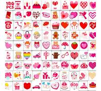 180Pcs Temporary Tattoos for Kids - Balloons/Lips/Heart Tattoos Bulk Pre-cut Valentines Day Weddings Engagement Birthday School Decorations Bag Fillers Crafts Supplies School Classroom Exchange Favors