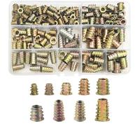 180PCS Threaded Inserts for Wood Assortment Kit, M4 M5 M6 M8 Zinc Alloy Hex Drive Insert Nuts for Furniture & Carpentry,Easy Installation,9 Sizes