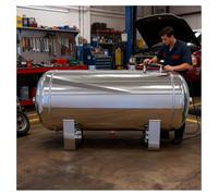 180psi Gas Tank for Pneumatic Air Suspension System with Port, Valve and Gauge - High Pressure Portable Air Compressor Reservoir for Engines/Automobile Repair(10L/2.6Gallon-5 Ports)