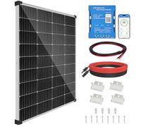 【180W Bluetooth APP Solar Panel Kit】DERUXI 180Watt 12V Caravan Solar Panel Kit 0.8kWh/Day Off-Grid for RV Boat Camping:180W Solar Panels+20A Bluetooth Solar Charge Controller+4 Solar Cables+Z-Brackets