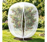 180x200CM Fruit Tree Net with Drawstring and Zipper, Garden Netting Plant Cover Bag Row Cover Barrier Protection Net for Birds Animals, Garden Cover for Tree Flower Fruit Crop (1 Pack)