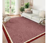 180x240 Area Rugs for Living Room Mauve Floral Rug Washable Abstract Dusty Pink Botanical Large Rugs for Dining Room Bedroom Carpet Non Slip Indoor Modern Nursery Area Rug Home Office