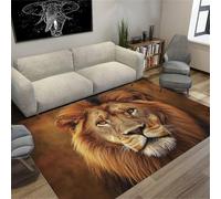 180x300 Cm Lion Pattern Area Rug,3D Printed Large Zoo Decorative Rug,Non-Slip Washable Living Room Floor Carpet for Bedroom, Dining Room,Home Decoration,Soft Durable Easy To Clean Non-Fading Rug
