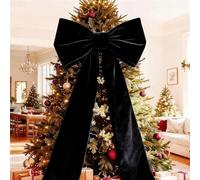 180x50 cm Extra Large Christmas Velvet Bows, Giant Velvet Bow, Large Tree Topper Ornament For Weddings Shop Windows Christmas Trees Outdoor Lawns Walls (Black)