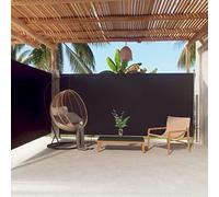 180x600 cm Retractable Patio Side Awning UV Protection Automatic Roll-Up Screen for Balcony Black Fabric Privacy Shade Outdoor Wind Breaker Versatile Sunshade Solution