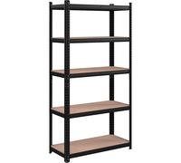 (180x90x40cm, Black) 5 Tires Garage Shelving Unit Height Adjustable Storage Rack Metal Shelves for Shed Workshop