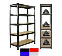 (180x90x40cm,Black) Shelving Unit for Garage Shed Storage, 5 Tier Shelf Unit, Heavy Duty Boltless Metal Racking, Free Standing Work Bench