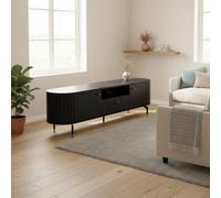 181 Cm Modern Tv Stand With Soft Close System And Metal Legs Black