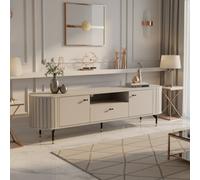 181 Cm Modern Tv Stand With Soft Close System And Metal Legs Cashmere
