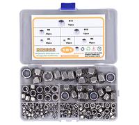 181PCS Nylon Insert Lock Nuts Stainless Steel M4 - M12 - High Hardness, Rust Hardware Nuts Set for Automotive, Industrial & DIY Repair