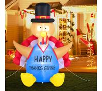 182 cm Thanksgiving Inflatable Turkey Blow-up Turkey with Pilgrim Hat