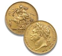 1822 George IV Gold Sovereign Coin, British Antique Coins, UK Old Coins for Collectors, Great Britain Ancient St George Coin Collection, European Historical Souvenirs