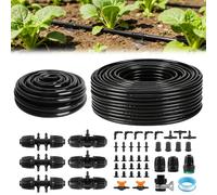 182FT 1/4 Inch Drip Tape Irrigation Kit, Kalolary 1/2" Drip Main Hose & 6" Spacing Roll Dripline Tubing Landscape Garden Hose with Irrigation Fittings Emitter Tubing for Lawn Hydroponics Plant
