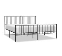 Vidaxl Metal Bed Frame With Headboard And Footboard Black 183X213 Cm, Black