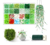 1830 Pcs Crystal Glass Beads Kit for Succulent Suncatcher Making, Forever Plant Green Beads & Wire for Succulent Plant Making and DIY Crafts Creative Gift for Mothers, Women, Plants Lovers, Home Decor