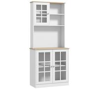 Homcom Home Sideboard Storage Cabinet Countertop Grid Glass Doors Shelves In White White One Size
