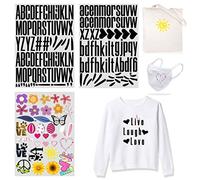 184 Piece Iron On Heat Transfer 2Inch Capital Letters & 1.5inch Lowercase Alphabets Fabric Vinyl Letter DIY for Sport Jerseys T Shirts Clothes Slogan Printing Crafts Decoration (Color1)