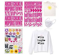 184 Piece Iron On Heat Transfer 2Inch Capital Letters & 1.5inch Lowercase Alphabets Fabric Vinyl Letter DIY for Sport Jerseys T Shirts Clothes Slogan Printing Crafts Decoration (Color7)
