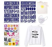 184 Piece Iron On Heat Transfer 2Inch Capital Letters & 1.5inch Lowercase Alphabets Fabric Vinyl Letter DIY for Sport Jerseys T Shirts Clothes Slogan Printing Crafts Decoration (Color4)