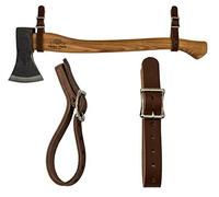 1844 Helko Werk Germany Leather Axe Hangers - Wall Hanging Leather Straps with Adjustable Buckle for Axes, Hatchets, Tools, for Heavy Duty Wall displays - Made in USA (Axe Hangers Brown) #8878A