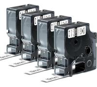 18489 a18489 Flexible Nylon Labels Replacement for DYMO Rhino 19mm Black on White Flexible Nylon Label Tape for DYMO Rhino 4200, 5200, 5000, 6000 Label Makers, 3/4'' x 11.5', 4-Pack