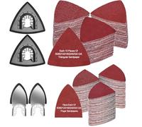 184Pcs Oscillating Tool Detail Sanding Pads Kit, 2pcsTriangle and Fingertip Sanding Pads,180Pcs Sandpaper, 60/80/120/180/240/320 Grits Hook&Loop Multi Sandpaper for Wood etc Surfaces Polish