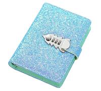 185 * 135mm 260 Pages Sequin Code Notebook Diary Lock Thick Handbook Office School Stationery Password Notepad for Organize, Note Take(Blue)