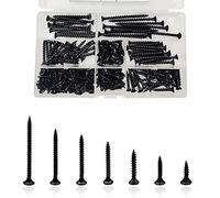 185 Pcs M4 Self-Tapping Screws Wood Assortment, Coarse Thread Point Drywall Screws, Black Cross-Pan Head 16/20/25/30/40/50/60mm
