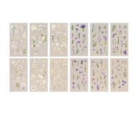 185 Pcs Waterproof Flower Stickers, Transparent White Daisy and Purple Iris, 12 Sheets Vinyl Flower Themed Decals, Natural Flowers Aesthetic Scrapbook Stickers for DIY Crafts Decoration