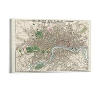 1853 London New Plan Retro Map Poster Canvas Wall Art Prints Poster Photo Picture Painting Posters Room Decor 24x36inch(60x90cm)